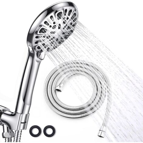Pommeau de douche à main avec 9 jets et flexible pour salle de bain - Douchette à main économique en eau