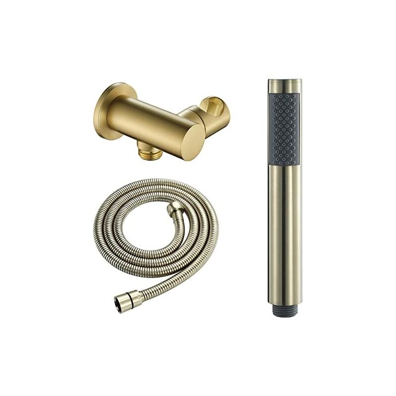 Pommeau De Douche À Main, Douche À Main Haute Pression en Or Brossé avec Support De Douche en Laiton Réglable À 360 Degrés Et Tuyau De Douch
