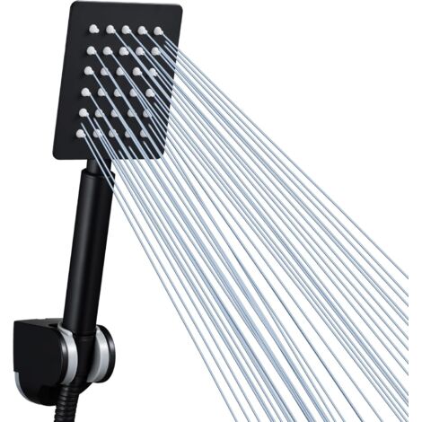 Pommeau de Douche à Main Entièrement en Métal, Pommeaux de Douche Haute Pression, Pommeau de Douche à Main Noir, Carré