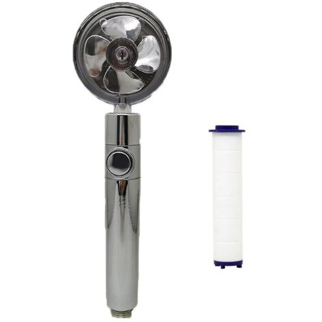 Pommeau de douche à main gris haute pression à économie d'eau avec hélice turbocompressée et rotation à 360 degrés