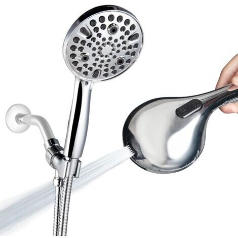 Pommeau de douche à main haute pression, 10 réglages, ensemble de pommeau de douche amovible de 4,7 pouces avec tuyau de 5 pieds, support réglable - Chrome poli