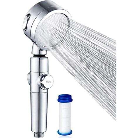 Pommeau de douche à main haute pression universel, 3 modes d'économie d'eau, marche/arrêt à un bouton, avec filtre PP remplaçable, adapté aux salles de bains et aux spas
