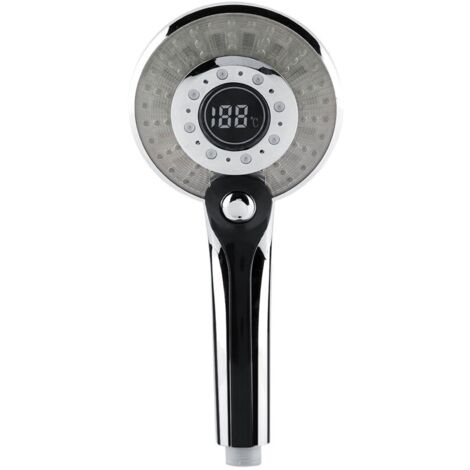 Pommeau de douche à main numérique – 3 modes de pulvérisation – Lumière LED de contrôle de température – Matériau ABS durable