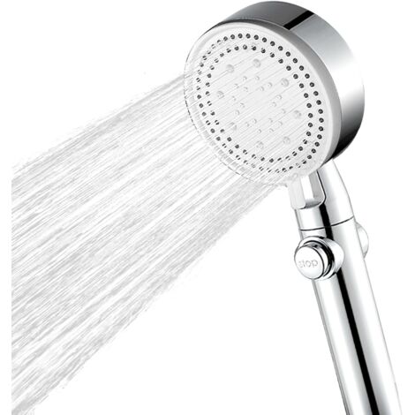 Pommeau de douche à main, pommeau de douche haute pression avec flexible de 1,5 m, 5 modes, argent