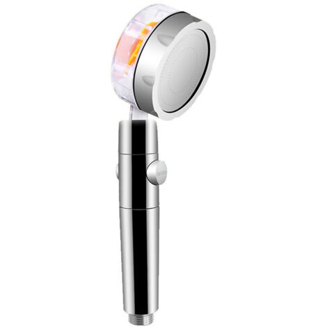 Pommeau de douche a pressurisation a helice, douchette haute pression a main turbocompressee petite douche barbare a gauche et a droite rotative a 360 °, modele : argent