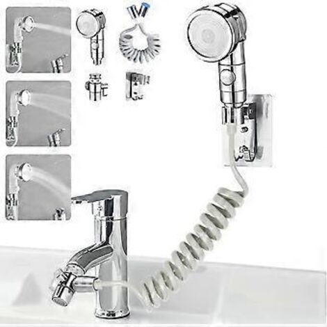 Pommeau de douche adaptable au robinet, idéal pour se laver les cheveux et faire la vaisselle, pommeau de douche pour lavabo/coiffeur/évier, rallonge de robinet de lavabo