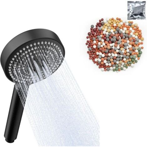 Pommeau de Douche Anti Calcaire Chrome, 1 Paquet de Billes Minérales pour Filtre de Pommeau de Douche