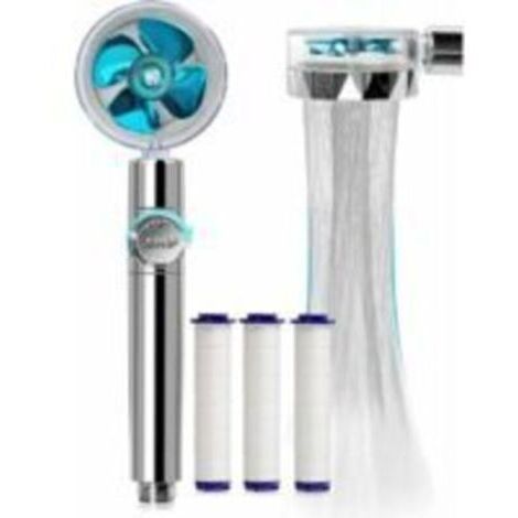 Pommeau de Douche Anti Calcaire Economie Deau, Pommeau de Douche Helice Haute Pression Filtre à Trois Niveaux Système de Filtrage avec Filtre 5 Coton PP Remplaable