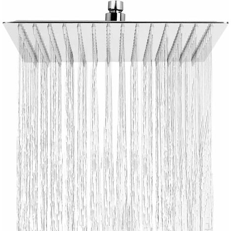 Pommeau de Douche Anti-Calcaire, Tête de Douche Pluie Economiseur d'Eau avec Buse en Acier Inoxydable 12 pouces/30cm finition Chrome Poli (Miroir), Carré