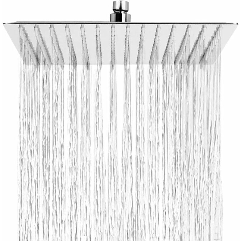 Pommeau de Douche Anti-Calcaire, Tête de Douche Pluie Economiseur d'Eau avec Buse en Acier Inoxydable 12 pouces/30cm finition Chrome Poli (Miroir),