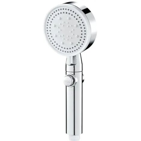 Pommeau de douche argenté à économie d'eau, 5 modes réglables, haute pression, arrêt instantané, massage par eau, accessoire de salle de bain écologique