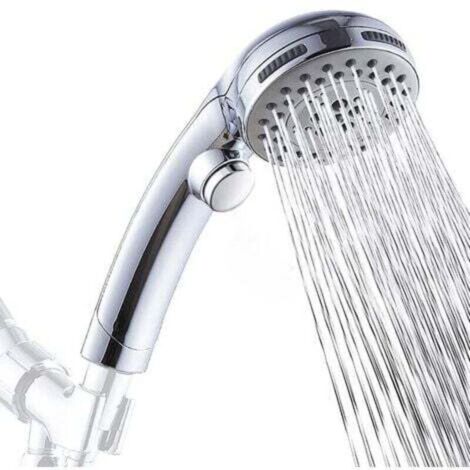 Pommeau de douche Arrêt instantané Pommeau de douchette 5 buses au choix Pommeau de douche（blanc）