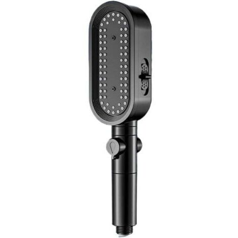 Pommeau de Douche avec Bouton d'arrêt, XU, Pommeau de Douche à Haute Pression, Cartouche filtrante intégrée, Accessoires de Salle de Bains, 3 Modes Douchette à Main(Black) -