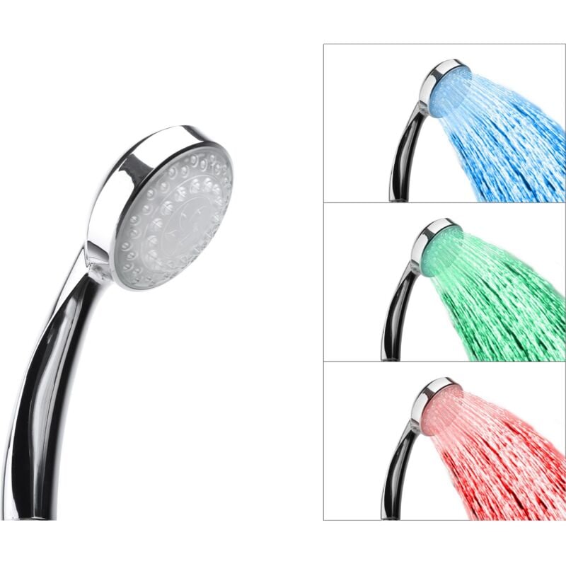 Beliani - Pommeau de Douche Argenté avec led sans Batterie Tous Tuyaux Flexibles Duschbrause