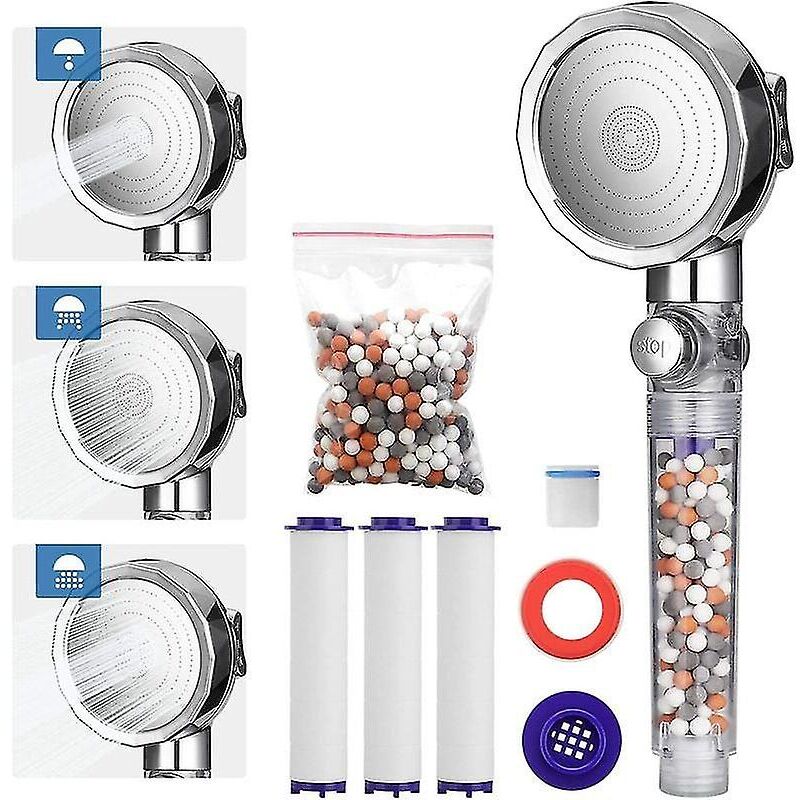 Pommeau de douche avec filtre anti-calcaire 3 modes économie d'eau