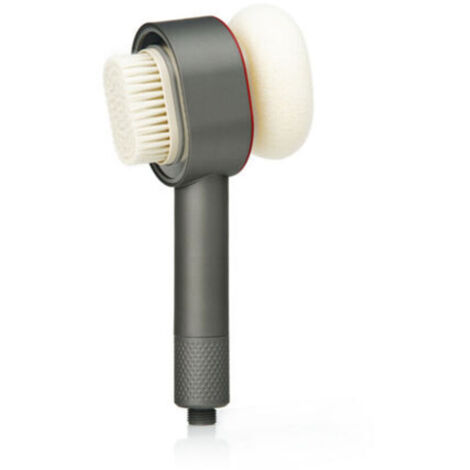 Pommeau de douche avec filtre, douchette 3 en 1 avec brosses/éponge de nettoyage, massage, haute pression, ensemble de douche à économie d'eau pour eau dure (gris)
