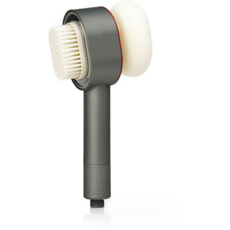 Pommeau de douche avec filtre, douchette 3 en 1 avec brosses/éponge de nettoyage, massage, haute pression, ensemble de douche à économie d'eau pour eau dure (gris)