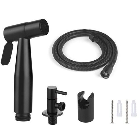 Pommeau de douche avec fonction bidet, accessoires inclus, noir