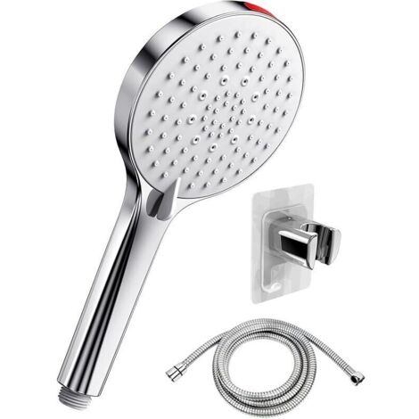 Pommeau de Douche avec Support Tuyau u2013 Pommeau Douche Haute Pression Anticalcaire, Pommeau Douche Economie Deau avec 5 modes 125 mm de large Salle de Bain