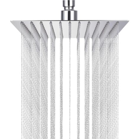 Pommeau de Douche Carré 10 Pouces Tete de Douche Pluie Pommeau de Douche Carré en Acier Inoxydable 304 Pomme de Douche au Plafond Rotatif 360°, Facile à Installer et à Nettoyer, 25 cm