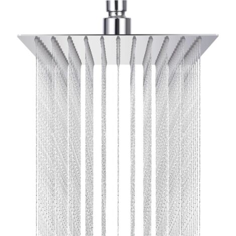 Pommeau de Douche Carré 10 Pouces Tete de Douche Pluie Pommeau de Douche Carré en Acier Inoxydable 304 Pomme de Douche au Plafond Rotatif 360°, Facile à Installer et à Nettoyer, 25 cm