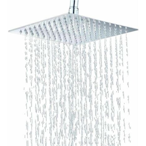 Pommeau de douche carré 16" en acier inoxydable 304 poli - Design ultra plat Tête de douche - En cascade