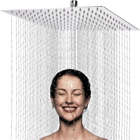 Pommeau de Douche Carré 25x25cm en Acier Inoxydable 304 Rotatif 360° Tete de Douche Haute Pression Spray de Pulvérisation-Facile à Installer et à Nettoyer