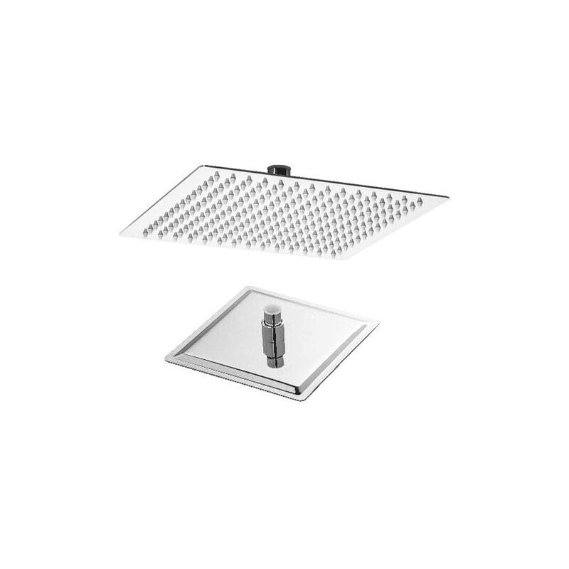 Tête de douche carré 200x200mm, acier inox chromé, articulée