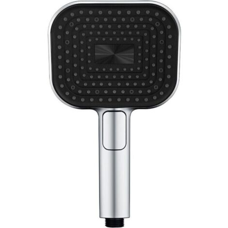 Pommeau de douche carré moderne avec flexible et support réglable, pommeau de douche haute pression pour maison et camping-car, chromé-Crezuo
