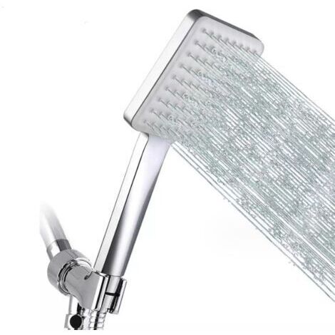 Pommeau de Douche Carré, multifonctionnelle Pommeau Douche Haute Pression, Pomme Douche Economie Deau Puissante de Remplacement Réglable Universelle, Douchette Douche 6 Modes, Chromés