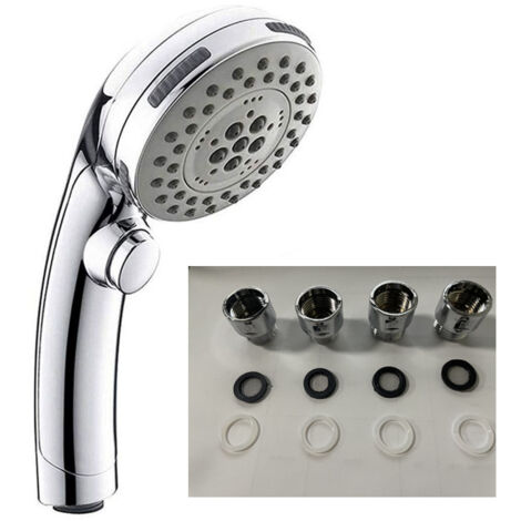 Pommeau de douche chromé électrolytique avec bouton d'arrêt, pommeau de douche à main, pommeau de douche + connecteur KMGT, 1 pièce