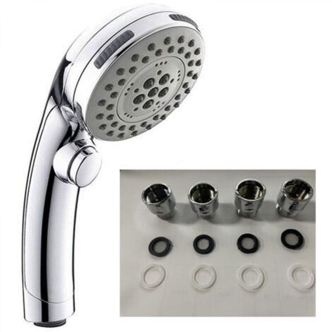 Pommeau de douche chromé électrolytique avec bouton d'arrêt, pommeau de douche à main, pommeau de douche + connecteur KMGT, 1 pièce