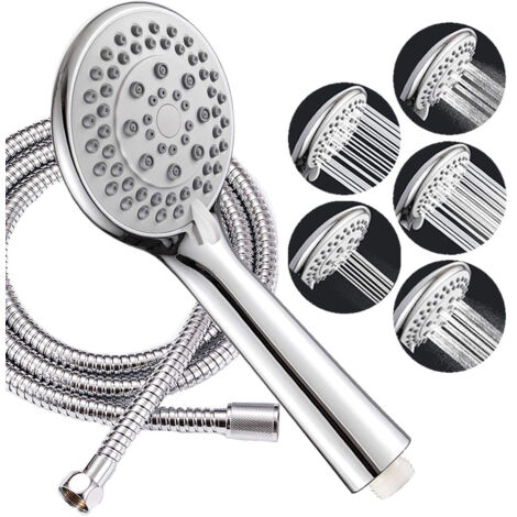 Pommeau de douche de salle de bain à économie deau - pommeau de douche anticalcaire - avec flexible en acier inoxydable de 150 cm