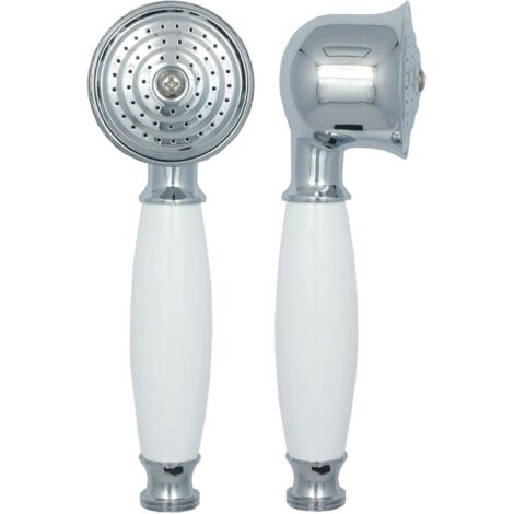 Pommeau de douche de salle de bain complet pommeau de douche anti-calcaire avec poignée en céramique blanche pommeau de douche argenté