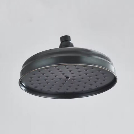 Pommeau de douche, diamètre 20 cm (8 po), pommeau de douche fixe haute pression avec pommeau de douche à angle réglable, pommeau de douche à effet pluie, noir