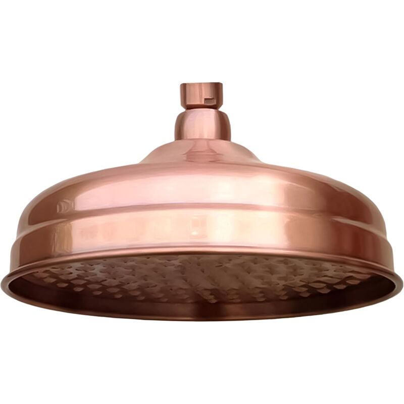 Aafgvc - Pommeau de douche en cuivre rouge antique rond de 8 pouces, tube d'extension de pommeau de douche à effet pluie, bras mural, accessoires de