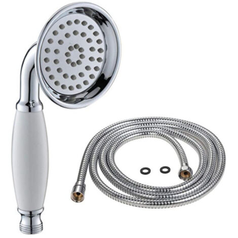 Pommeau de douche en laiton de style victorien traditionnel avec tuyau de 1,5 m chrome poli 1pc
