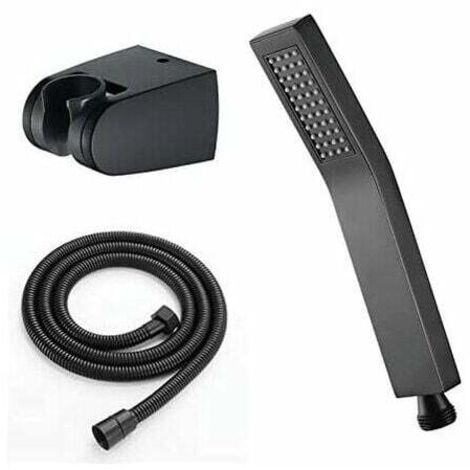 Pommeau de Douche en Laiton Douchette à Main avec Tuyau Pommeau de Douche à Main Fonction Unique Pommeau de Douche Anti Calcaire avec Sortie d'Eau en Silicone,Noir