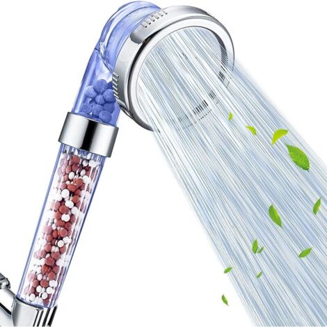 Pommeau de douche, filtre à économie d'eau haute pression, avec interrupteur, 3 modes de fonction pommeau de douche à main brumisateur 1,6 GPM pour cheveux secs et spa de la peau, bleu clair
