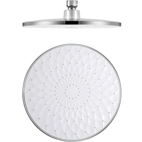 Pommeau de douche fixe ronde 23 cm en ABS blanc – économie d’eau, haute pression, raccord G1/2″