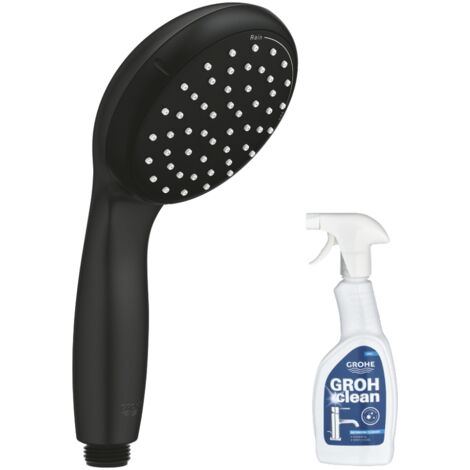 Pommeau de douche GROHE Vitalio Start 2 jets noir mat + nettoyant GrohClean