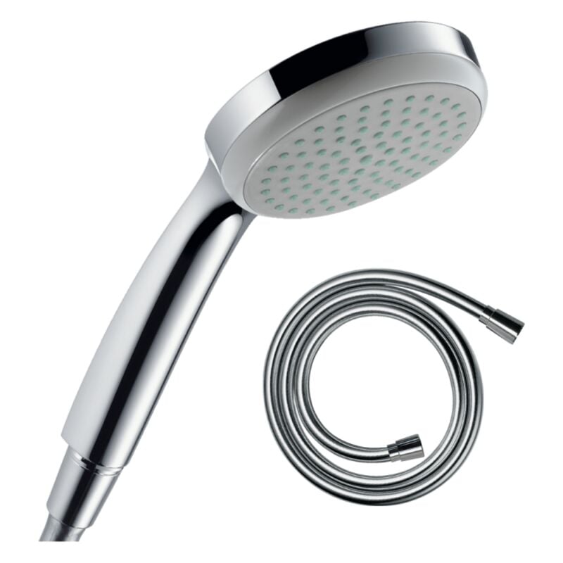 Hansgrohe - Pommeau de douche Croma 100 EcoSmart chromé + flexible de douche 1,25 m Isiflex chromé