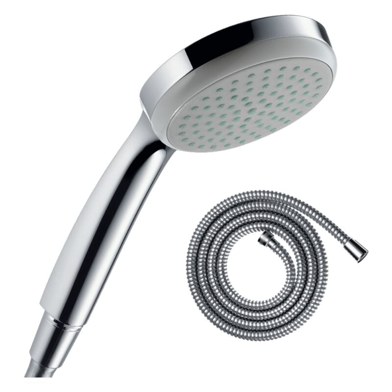 Hansgrohe - Pommeau de douche Croma 100 EcoSmart chromé + flexible de douche 1,60 m Metaflex chromé