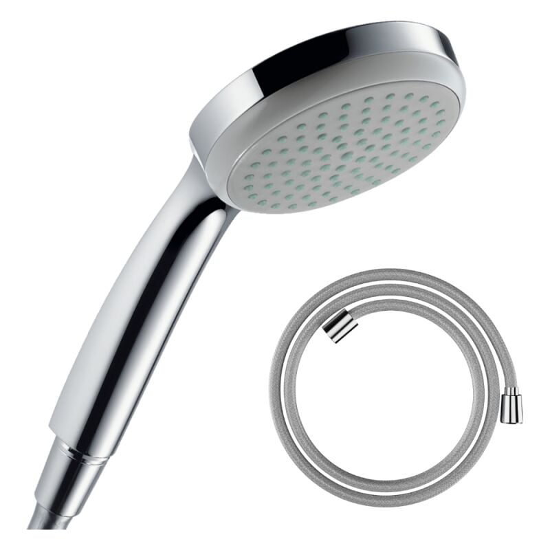 Pommeau de douche HANSGROHE Croma 100 EcoSmart chromé + flexible de douche HANSGROHE Designflex 125 cm chromé