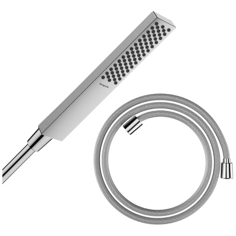 Hansgrohe - Pommeau de douche Pulsify e 100 EcoSmart chromé + flexible de douche Designflex 200 cm chromé