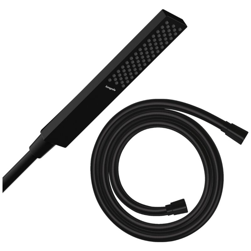 Hansgrohe - Pommeau de douche Pulsify e 100 EcoSmart noir mat + flexible de douche 1,60 m Isiflex noir mat