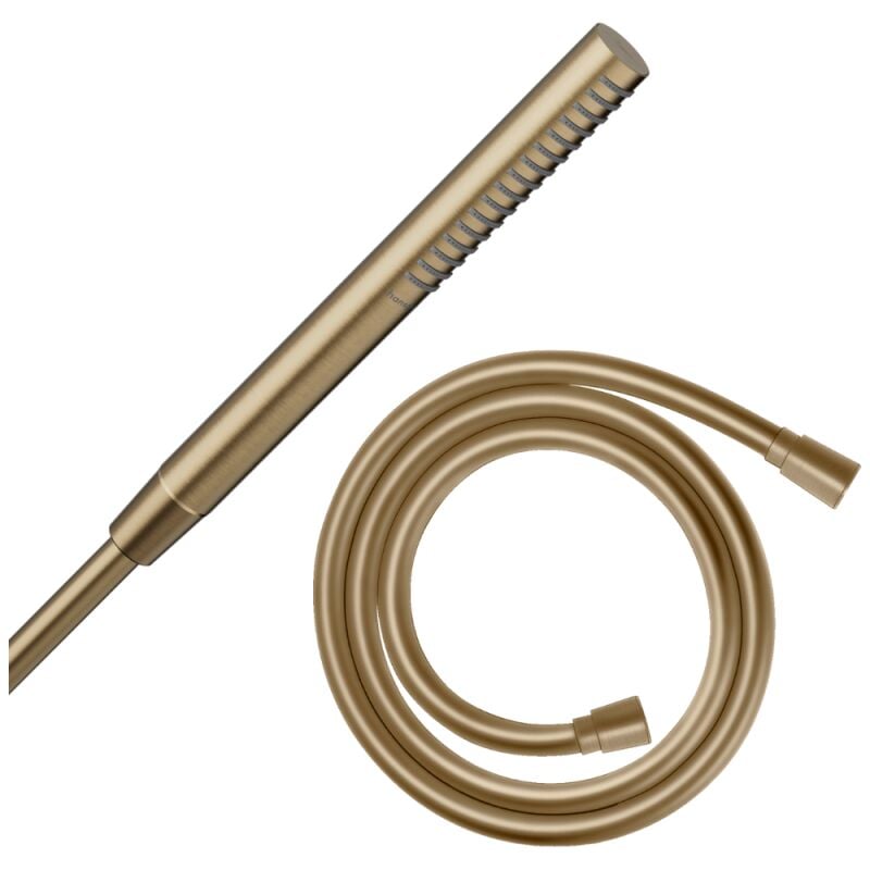 Hansgrohe - Pommeau de douche Pulsify s 100 EcoSmart bronze brossé + flexible de douche 1,25 m Isiflex bronze brossé