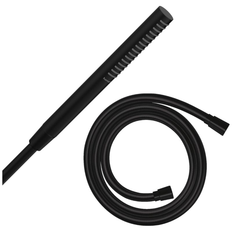 Hansgrohe - Pommeau de douche Pulsify s 100 EcoSmart noir mat + flexible de douche 1,25 m Isiflex noir mat