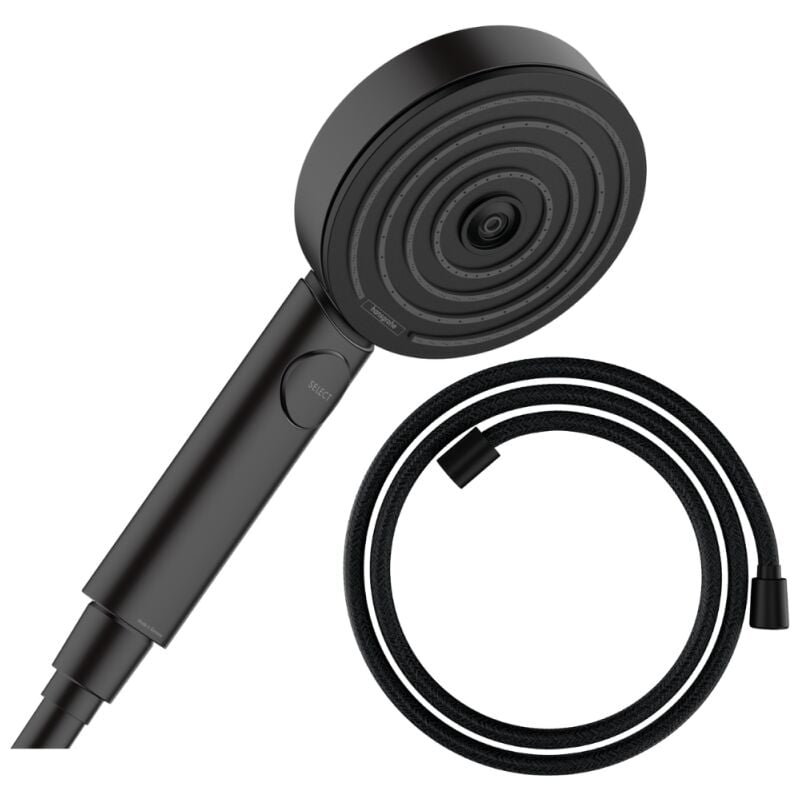 Hansgrohe - Pommeau de douche Pulsify Select EcoSmart 105 3 jets Relaxation noir mat + flexible de douche Designflex 200 cm noir mat