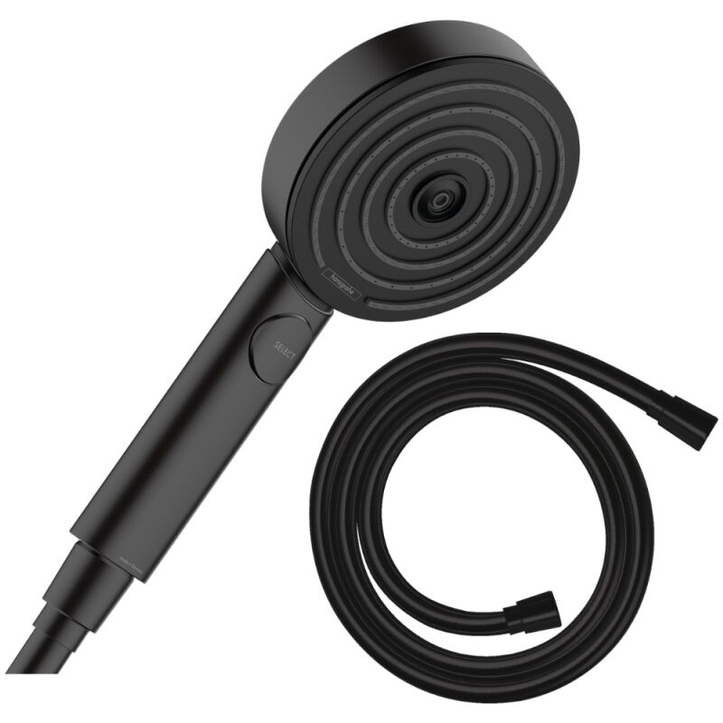 Hansgrohe - Pommeau de douche Pulsify Select EcoSmart 105 3 jets Relaxation + flexible 125 cm Isiflex noir mat